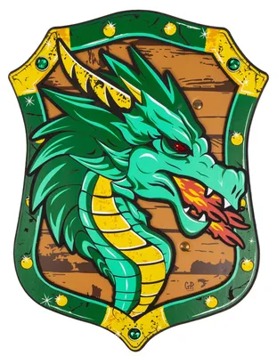 Immagine prodotto di Scudo da cavaliere per bambini in schiuma EVA verde – Green Dragon, scudo giocattolo in stile medievale