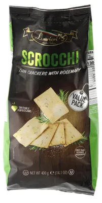 Produktbild von Laurieri Dünne Cracker mit Rosmarin, 400 g – Knusprige Kräcker als Snack oder Beilage