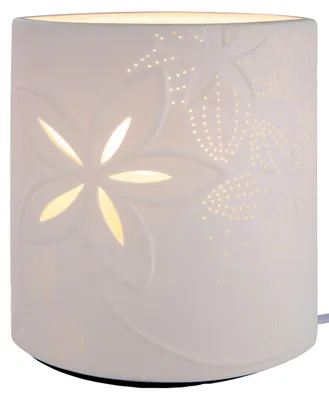 Produktbild von Gilde Tischleuchte, Glücksmomente, Blumendesign, Porzellan, weiß, VE 1 Höhe: 20.00 cm Breite: 17.00 cm Tiefe: 9.00cm 32240