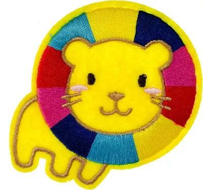 Produktbild von Löwe Regenbogen Mähne Kind Bügelbild Aufnäher Aufbügler Miniblings Tiger 68x65mm