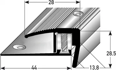 Produktbild von Treppenkante für Laminat / Parkett Winkelprofil "Altona", Höhe 7 x15,5 mm, 28 mm breit, 3-teilig, Aluminium eloxiert, gebohrt, Flex-goldfarbig-2700