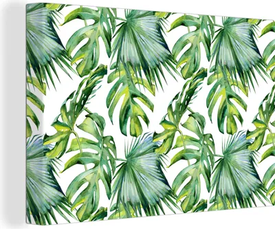 Produktbild von OneMillionCanvasses® - Leinwandbilder - 140x90 cm, Bohème - Blätter - Blumen - Tropisch, Wandbilder Kunstdruck Wanddekoration - Foto auf Leinwand - Gemälde auf Holzrahmen