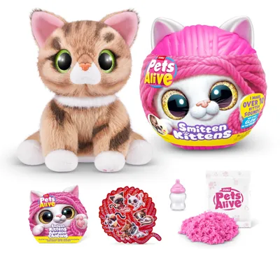 Image de Pets Alive Smitten Kittens : Chatons surprises, Ginger, Nurture Play. Jouet en peluche à découvrir, interactif, avec 10 sons. Peluches ultra-douces. Adoptez un chaton électronique (Ginger)