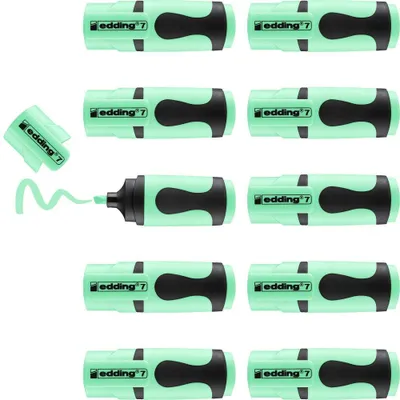 Produktbild von edding 7 Mini Textmarker - pastellgrün - 10 highlighter pens - Keilspitze 1-3 mm