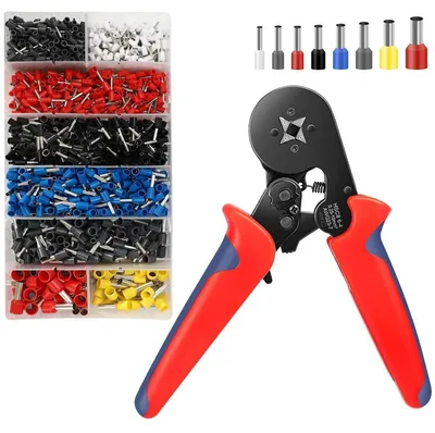 Immagine prodotto di Set di manicotti di crimpatura con pinza crimpatrice e 1250 pezzi | 0,25-10 mm² | Rame e Acciaio al carbonio
