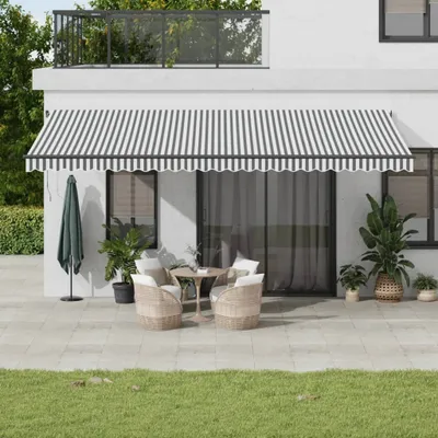 Immagine prodotto di Maison Exclusive - Tenda da sole manuale con LED, antracite e bianco, 600x350 cm