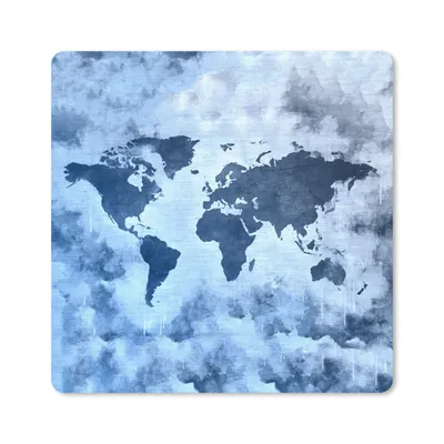 Produktbild von MuchoWow® Mauspad Mousepad Weltkarte - Blau - Farbe 30x30 cm - Mousepads - Maus Mat - Pad - Mausunterlage - Gaming