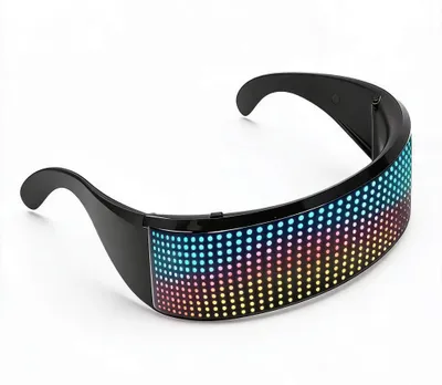 LED-Brille mit Bluetooth-App, RGB-Licht, 432 LEDs, 5 Std. Akku