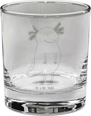 Produktbild von Mr. & Mrs. Panda Ginglas Axolotl Glücklich - Transparent - Geschenk, Lurch, gravur glas, Tumbler, Gute Laune, für Gin, Cocktailglas, Schwanzlurch, gut Gelaunt, Lebensfroh