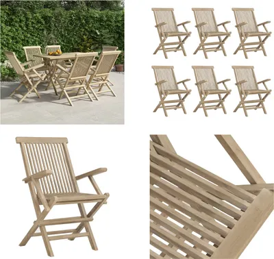 Produktbild von vidaXL Gartenstühle 6 Stk. Klappbar Grau 56x61x89 cm Massivholz Teak - Klappbarer Gartenstuhl - Klappbare Gartenstühle - Gartenstuhl Klappbar - Gartenstühle Klappbar