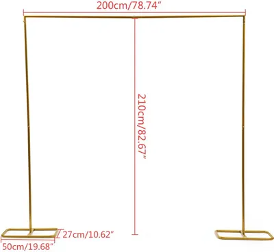 Produktbild von Rechteckiger Hochzeitsbogen - Metall Traubogen Hintergrund - 2 x 2,1 m - Blumenständer - Deko für Trauung & Party - Gold