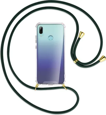 Produktbild von Handykette Backcover-Schutzhülle mit Band (Metall goldfarben) für Huawei P Smart 2019 / Honor 10 Lite - dunkelgrün