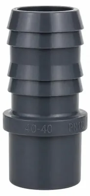 Produktbild von HAF 1x PVC Druckschlauchtülle mit 40mm x 40mm | Schlauchtülle x Klebestutzen | Schlauchverbinder aus grauem PVC-U | PN16 für Pool und Teich