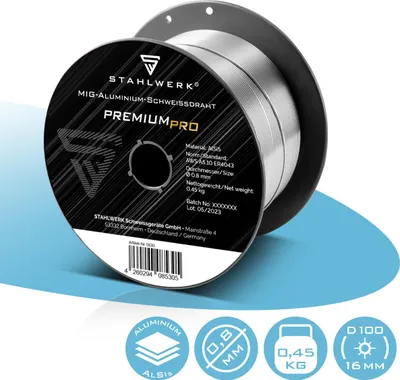Produktbild von STAHLWERK Schweißdraht MIG MAG Aluminium ER4043 Si5 (ALSI-5) Ø 0,8mm 0,45kg