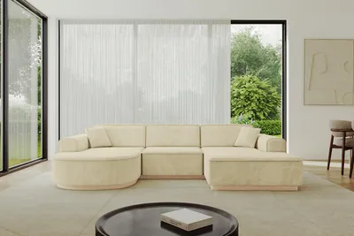 Produktbild von ALTDECOR Ecksofa in U-Form  ARRIO-U1 - 303x171x83 cm Beige -  Corner Sofa Bett Eckcouch Couch L-Form Wohnlandschaft Cauchsofa