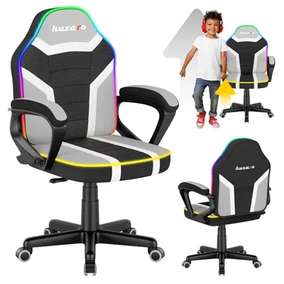 Produktbild von Gaming-Stuhl für Kinder Huzaro Ranger 1.0 RGB Pixel mit LED-Beleuchtung, atmungsaktiver Stoff, höhenverstellbar, 80–150 cm