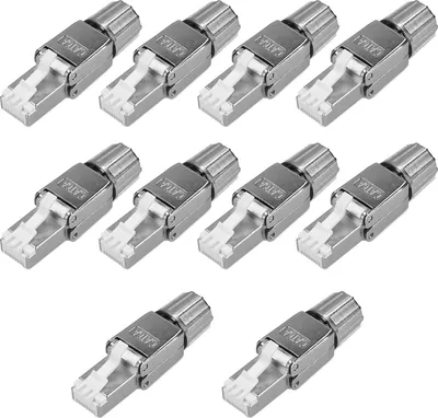 Produktbild von kwmobile 10x CAT 6A RJ45 Netzwerkstecker - mit Zugentlastung - geschirmt - werkzeuglos - CAT 6 LAN Netzwerkkabel Stecker - RJ45-Stecker Steckverbinder
