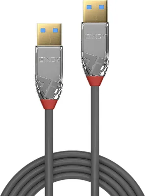 Imagen del producto de Lindy 36625, cable USB 3.0, tipo A/A, línea Cromado, conector macho/macho, 0.5 metros