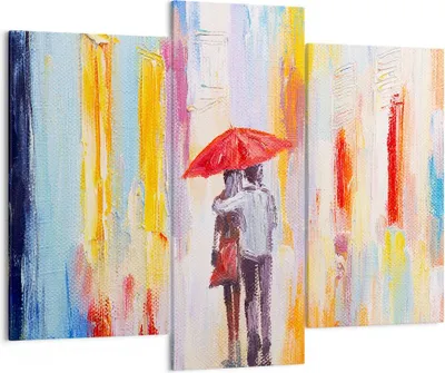 Produktbild von Bild auf Leinwand - Leinwandbild - Liebhaber Regenschirm - 130x100cm - Wand Bild - Wanddeko - Leinwanddruck - Bilder - Kunstdruck - Wanddekoration - Leinwand bilder - Wandkunst - CB130x100-3692