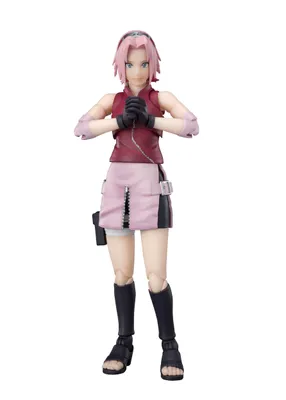 A full-body shot of a Sakura Haruno action figure.