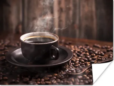 Produktbild von MuchoWow® Poster Kaffee - Heiß - Kaffeebohnen 120x90 cm - Wandbild