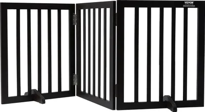 Image de VEVOR Porte pour chien indépendante, Porte pour animaux domestiques, 508 x 610 mm Barrière de porte Porte pour chien pliable à 3 panneaux pour passages larges et étroits, Barrière pour chien pliable extensible, Barrière d'escalier marron