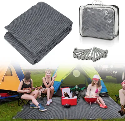 Image de Tapis de tente Hengda 250X250cm Tapis d'auvent Tapis de camping Tapis d'extérieur Tapis de sol pour tente Camping-car Bleu-gris