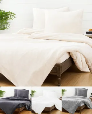 Produktbild von JACK Teddy Flausch Plüsch Bettwäsche 4tlg. 135x200cm Weiß Grau Anthrazit Uni Creme
