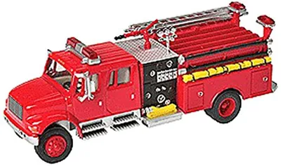 Feuerwehrfahrzeug Crew Cab Rot, Pull-back, Metall/Kunststoff