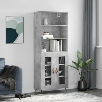 Image de vidaXL Highboard gris béton 69,5x34x180 cm Bois composite