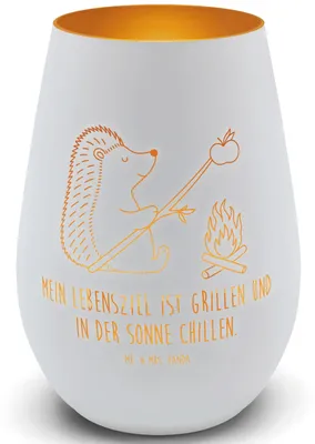 Produktbild von Mr. & Mrs. Panda licht deko Igel Grillen - Weiß - Geschenk, Arbeitslos, Glas Windlicht, teelichtglas, Kerzenhalter, Spruch, Sinn Des Lebens, Teelichthalter, Motivation