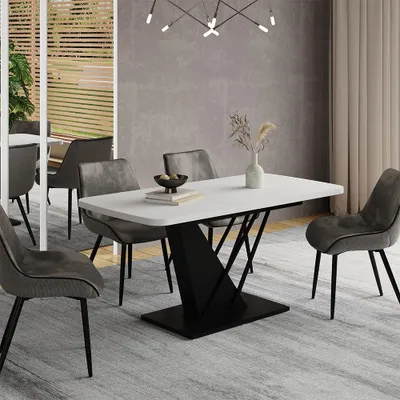 Zdjęcie produktu dla Stół jadalny Vicco Fenaro Biały/czarny 120 x 80 cm rozszerzalny, Model 58022