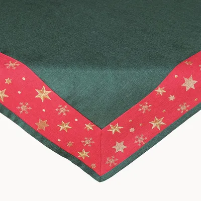 Produktbild von Tischwäsche mit Stickerei Sterne Weihnachten Tischläufer 85 x 85 cm - grün