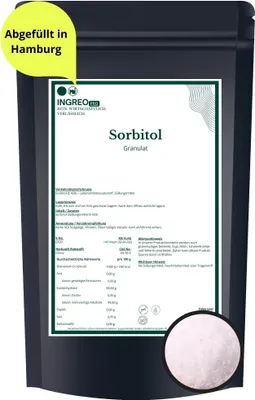 Produktbild von Sorbitol Granulat Pulver für Lebensmittel (>40 Mensh) | Ingreo.de – 500g