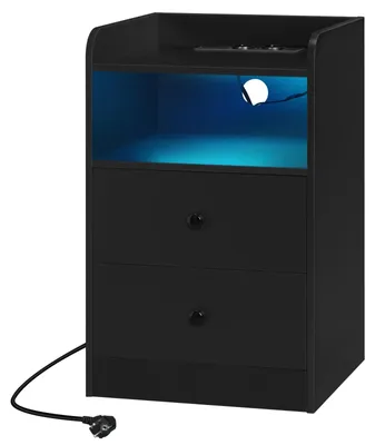 Obrázek produktu pro Noční stolek - Přístavec - Noční stolek s nabíjecí stanicí - 2 USB porty - 2 zásuvky