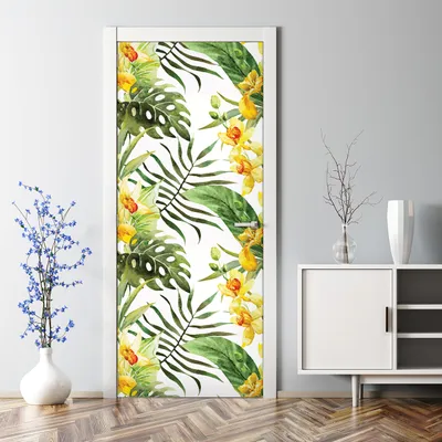 Produktbild von Dekorative Abnehmbarer Wandsticker Türtapete selbstklebend Klebefolie Rose Pfingstrose 70 x 200 cm