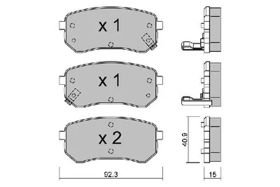 Produktbild von AISIN BPHY-2003 Bremsbeläge Satz Hinten Bremsklötze für HYUNDAI i10 (PA) für KIA Picanto (SA)