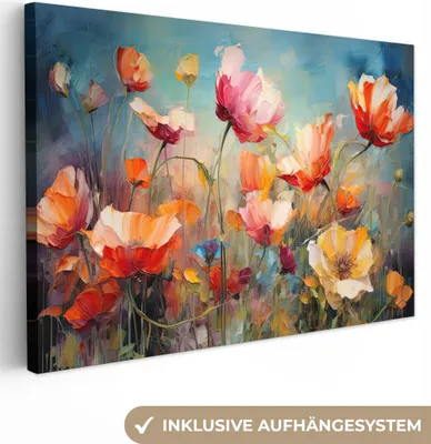 Zdjęcie produktu dla MuchoWow® - Obraz na płótnie - Kwiaty - Akwarela - Sztuka - Botaniczny - Natura, fototapeta, dekoracja ścienna obrazy salon, 90x60cm