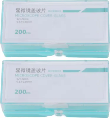 Produktbild von 400pcs Mikroskopabdeckung Schlupfe abgerundete Ecke Quadratblindglas Objektträger für 22 x 22 mm