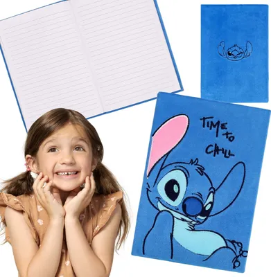 Produktbild von DISNEY Stitch Blaues Plüsch liniertes Notizbuch/Notizen mit blau Einband A5/80 Seiten