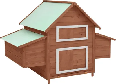Produktbild von The Living Store Hühnerstall Mokka und Weiß 152x96x110 cm Massivholz Tanne