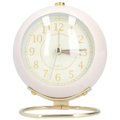 Imagen del producto de Despertador silencioso sin tictac, con carcasa de metal, de bajo consumo energético, suave para la vista, funciona con pilas, pequeño reloj con luz nocturna