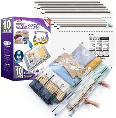Produktbild von Reise- und Aufbewahrungsbeutel, 4x Jumbo, 4x Groß, wiederverwendbar