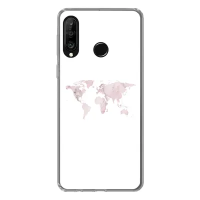 Produktbild von MuchoWow® Handyhülle Schutzhülle Hülle für Huawei P30 Lite Weltkarte - Marmor - Rosa Silikon Softcase Handy Hülle - Handyhülle