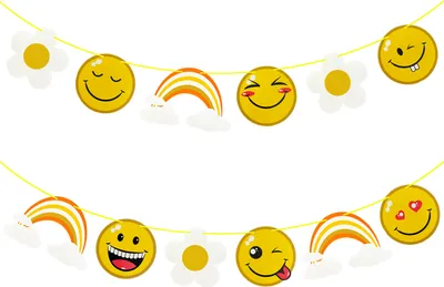 Produktbild von Oblique Unique Smiley Girlande Wimpel Banner mit Blumen Regenbogen 2,4m als Deko für Kinder Geburtstag Deko - bunt