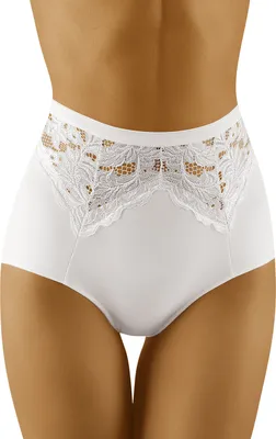 Produktbild von Wolbar Damen Slip hoher Bund Shapewear Spitze Unterhose WB422, weiß, M