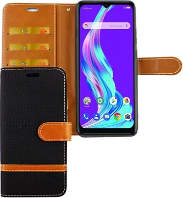 Productafbeelding van ZTE Blade A51 hoesje, telefoonbescherming, flip-case met kaarthouder, kleur: jeans zwart