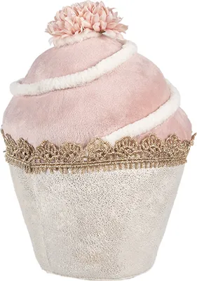 Produktbild von Clayre & Eef Dekorationsfigur Cupcake Ø 11x16 cm Rosa Textil