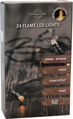 Produktbild von Flame Lights Lichterkette mit Timer - 24 LED / 230 cm - Flammen Effekt Garten Deko Beleuchtung für Außen