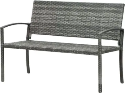 Produktbild von Valora 2-Sitzer Polyrattan Gartenbank – Wetterfest mit Stahlrahmen – Für Garten, Terrasse & Veranda – Grau